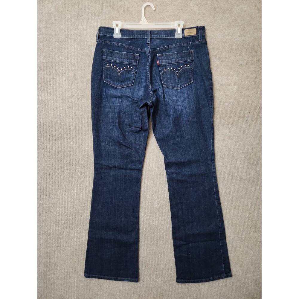 Levis 515 Bootcut Jeans Womens 14 Long Blue Dark Wash Stretch - Picture 4 of 8